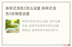 表样式浅色5怎么设置 表样式浅色5在哪里设置