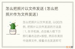 怎么把照片作为文件发送 怎么把照片以文件发送