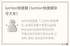 lumion快捷键命令大全 lumion快捷键
