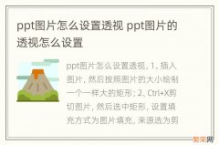 ppt图片怎么设置透视 ppt图片的透视怎么设置