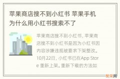 苹果商店搜不到小红书 苹果手机为什么用小红书搜索不了