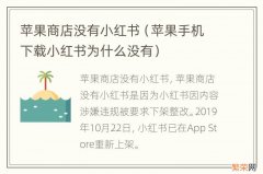 苹果手机下载小红书为什么没有 苹果商店没有小红书