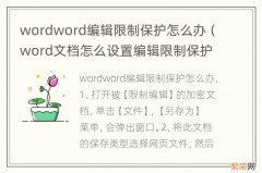 word文档怎么设置编辑限制保护 wordword编辑限制保护怎么办