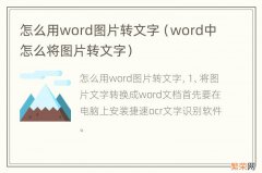 word中怎么将图片转文字 怎么用word图片转文字